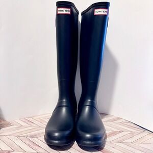 Hunter Original Tall Matte Black Rubber Rain Boots Women 9 Waterproof Wellies